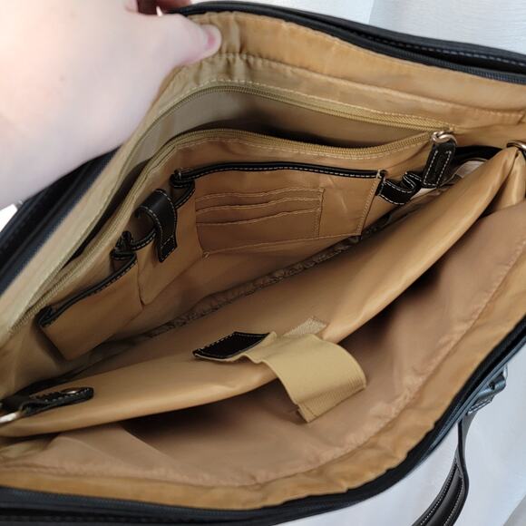 Franklin Covey Laptop Work Business Briefcase Tote Bag Purse Olive Black Nylon - Picture 4 of 12